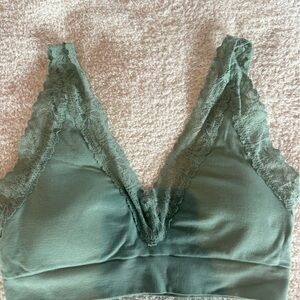 PINK Lace Trimmed Green Women's Intimate Bralette XS
